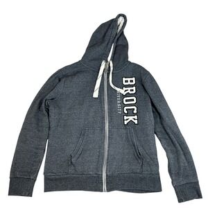 JPT Classics Brock University Sherpa Lined Full Zip Hoodie Grey Mens Small